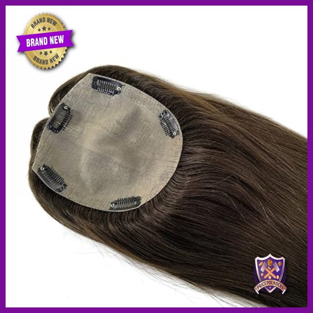 16 Inch Human Hair Topper with Silk Top Base and PU Skin
